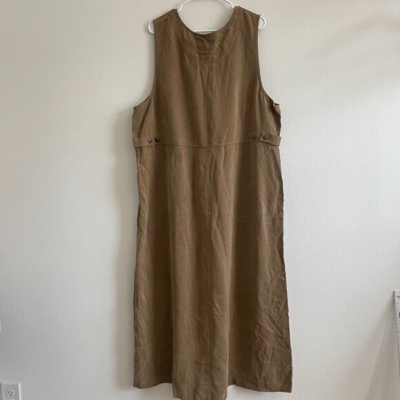 Vintage 90s Eddie Bauer Dress Women XXL Brown Tencel Maxi Cottage Cabincore Soft - Picture 2 of 7